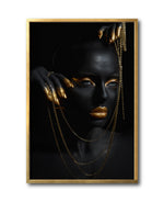 Cargar imagen en el visor de la galería, Cuadro Decorativo Black Woman 041 - Mujer Negra Africana con Joyas Doradas
