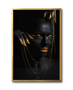 Cuadro Decorativo Black Woman 041 - Mujer Negra Africana con Joyas Doradas