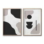 Cargar imagen en el visor de la galería, Set 2 Cuadros Decorativos Abstracto Negro Arena 040 - Estilo Boho Minimalista
