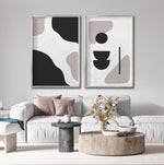 Cargar imagen en el visor de la galería, Set 2 Cuadros Decorativos Abstracto Negro Arena 040 - Estilo Boho Minimalista
