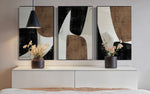 Cargar imagen en el visor de la galería, Set Cuadros Decorativos Abstracto Negro Arena 2-208 - Triptico Minimalista Estilo Nordico Arte Moderno y Elegante en Tonos Neutros
