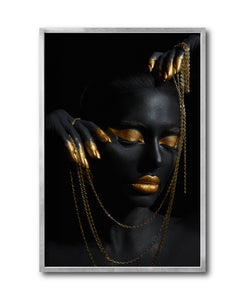 Cuadro Decorativo Black Woman 041 - Mujer Negra Africana con Joyas Doradas