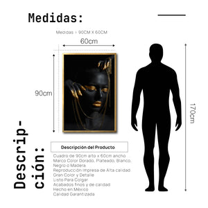 Cuadro Decorativo Black Woman 041 - Mujer Negra Africana con Joyas Doradas