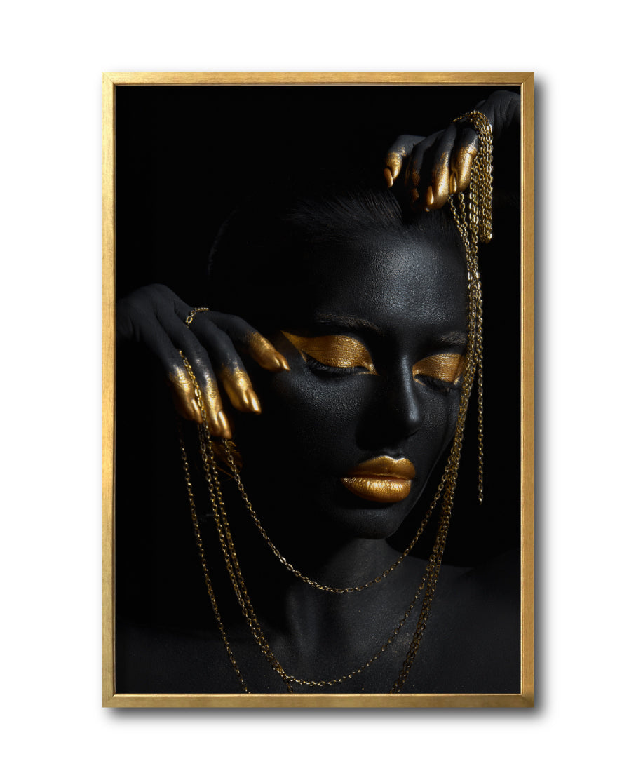 Cuadro Decorativo Black Woman 041 - Mujer Negra Africana con Joyas Doradas