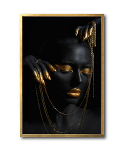 Cuadro Decorativo Black Woman 041 - Mujer Negra Africana con Joyas Doradas