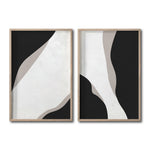 Cargar imagen en el visor de la galería, Set 2 Cuadros Decorativos Abstracto Negro Arena 041 - Estilo Boho Minimalista
