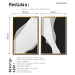 Cargar imagen en el visor de la galería, Set 2 Cuadros Decorativos Abstracto Negro Arena 041 - Estilo Boho Minimalista
