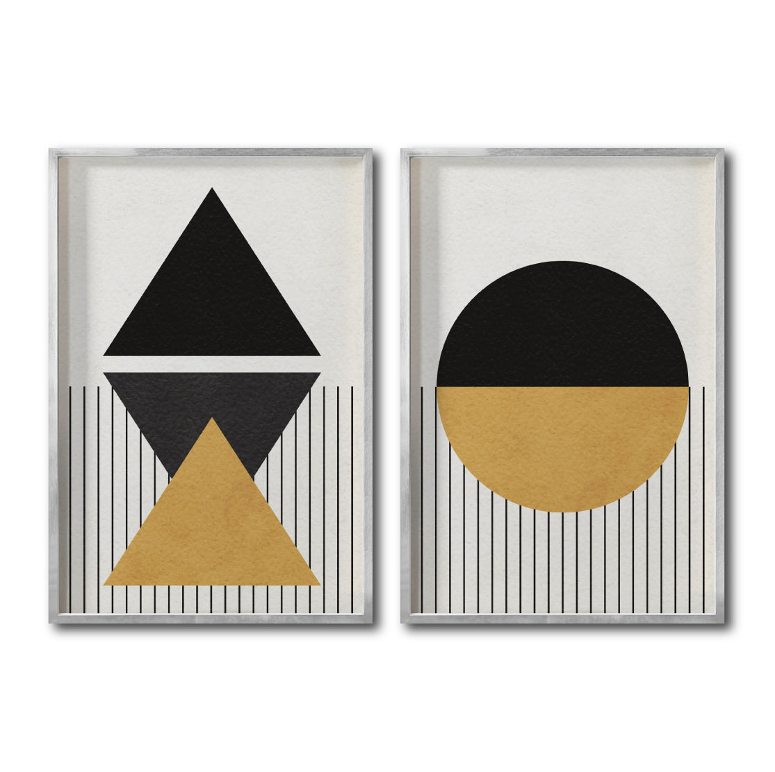 Set 2 Cuadros Decorativos Abstract Colors 042 - Arte Geométrico en Amarillo y Negro-Diptico
