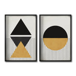 Cargar imagen en el visor de la galería, Set 2 Cuadros Decorativos Abstract Colors 042 - Arte Geométrico en Amarillo y Negro-Diptico
