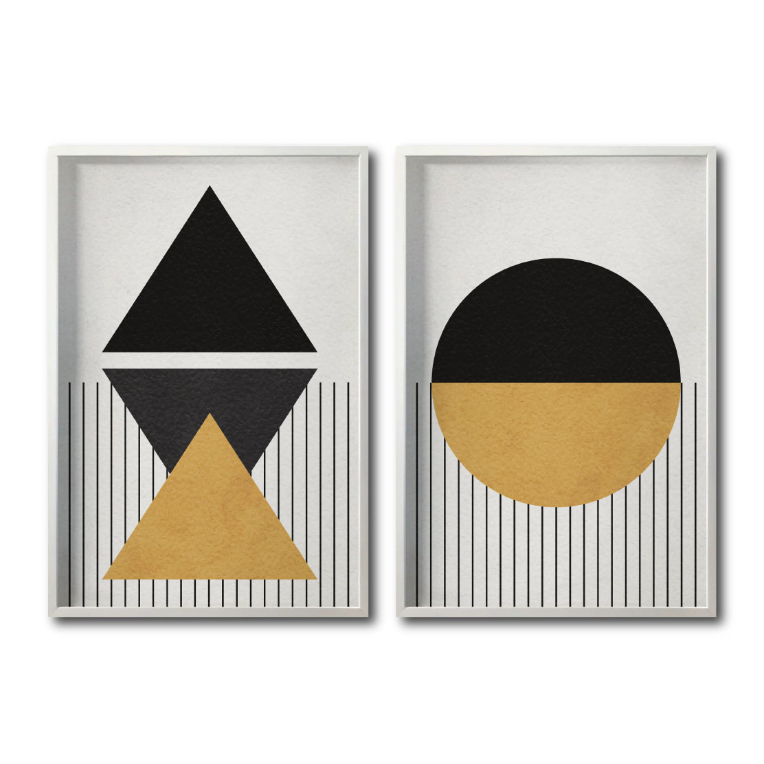 Set 2 Cuadros Decorativos Abstract Colors 042 - Arte Geométrico en Amarillo y Negro-Diptico