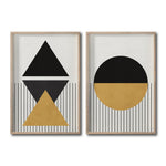 Cargar imagen en el visor de la galería, Set 2 Cuadros Decorativos Abstract Colors 042 - Arte Geométrico en Amarillo y Negro-Diptico
