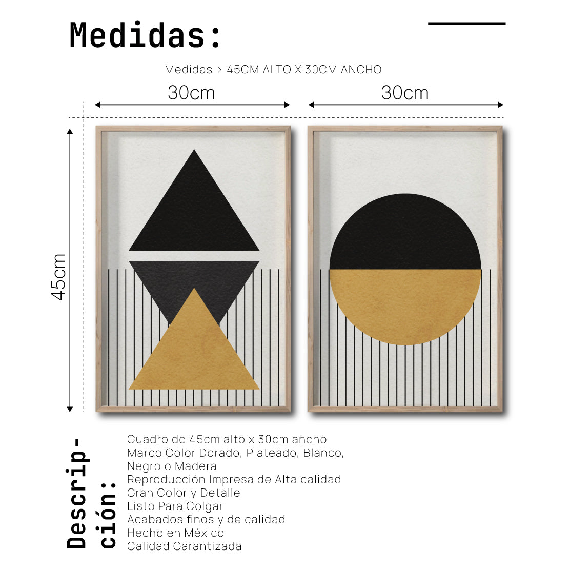 Set 2 Cuadros Decorativos Abstract Colors 042 - Arte Geométrico en Amarillo y Negro-Diptico