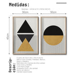 Cargar imagen en el visor de la galería, Set 2 Cuadros Decorativos Abstract Colors 042 - Arte Geométrico en Amarillo y Negro-Diptico
