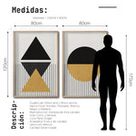 Cargar imagen en el visor de la galería, Set 2 Cuadros Decorativos Abstract Colors 042 - Arte Geométrico en Amarillo y Negro-Diptico

