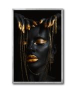 Cargar imagen en el visor de la galería, Cuadro Decorativo Black Woman 042 - Mujer Negra Africana con Joyas Doradas
