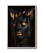 Cargar imagen en el visor de la galería, Cuadro Decorativo Black Woman 043 - Mujer Negra Africana con Joyas Doradas
