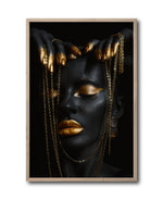 Cargar imagen en el visor de la galería, Cuadro Decorativo Black Woman 043 - Mujer Negra Africana con Joyas Doradas
