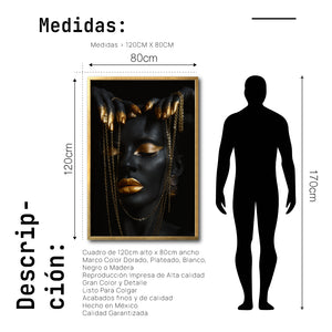 Cuadro Decorativo Black Woman 042 - Mujer Negra Africana con Joyas Doradas