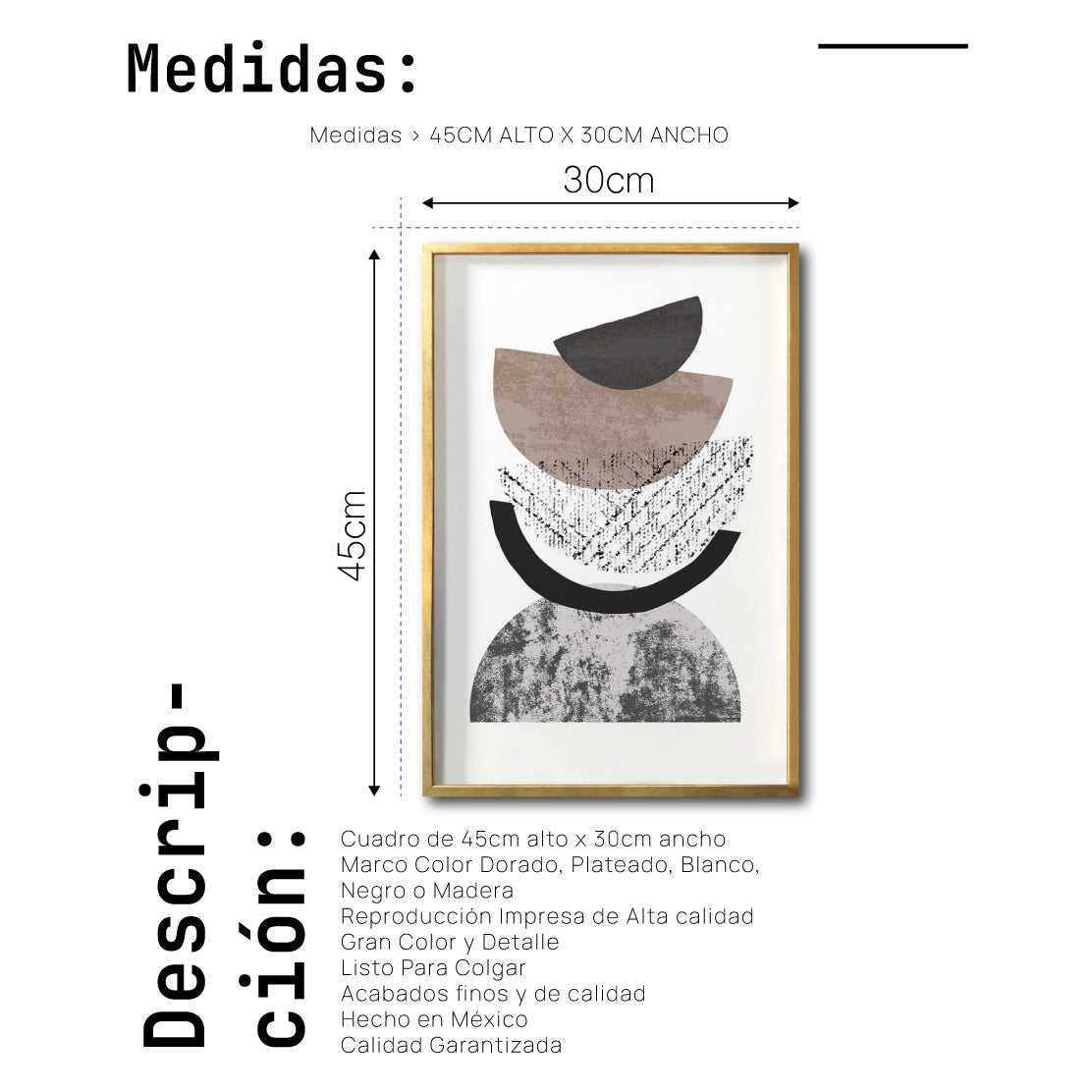 Cuadro Decorativo Abstracto Negro Arena 042 - Para Credenza