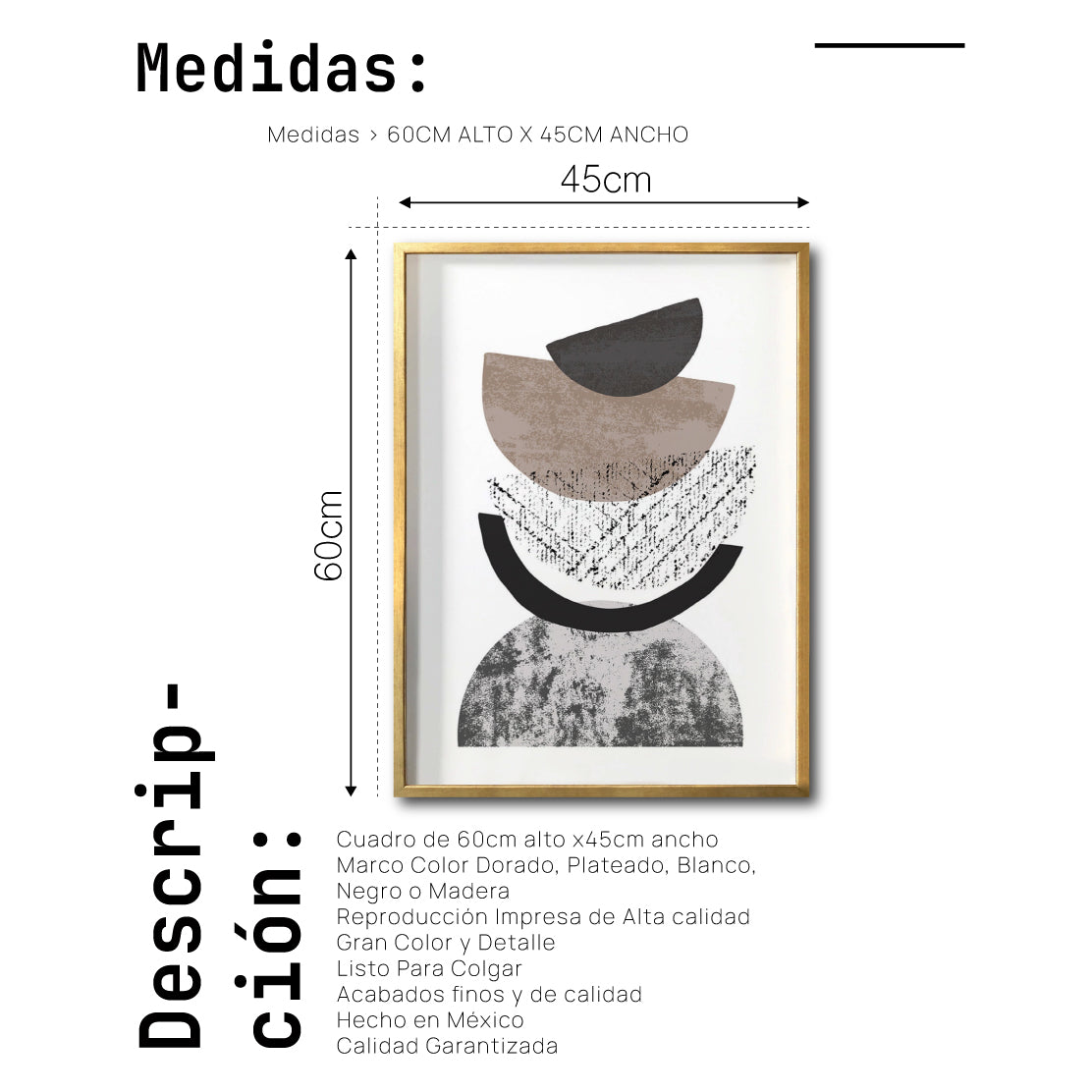 Cuadro Decorativo Abstracto Negro Arena 042 - Para Credenza