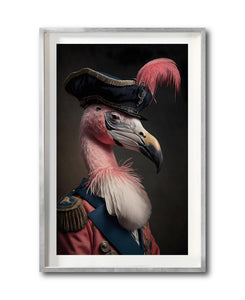 Cuadro Decorativo Animales Época 043 - Capitán Flamingo Vintage con Sombrero