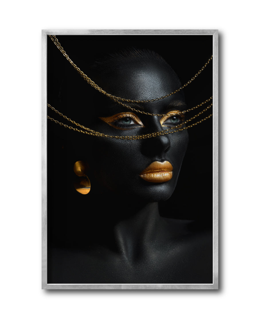 Cuadro Decorativo Black Woman 043 - Mujer Negra Africana con Joyas Doradas