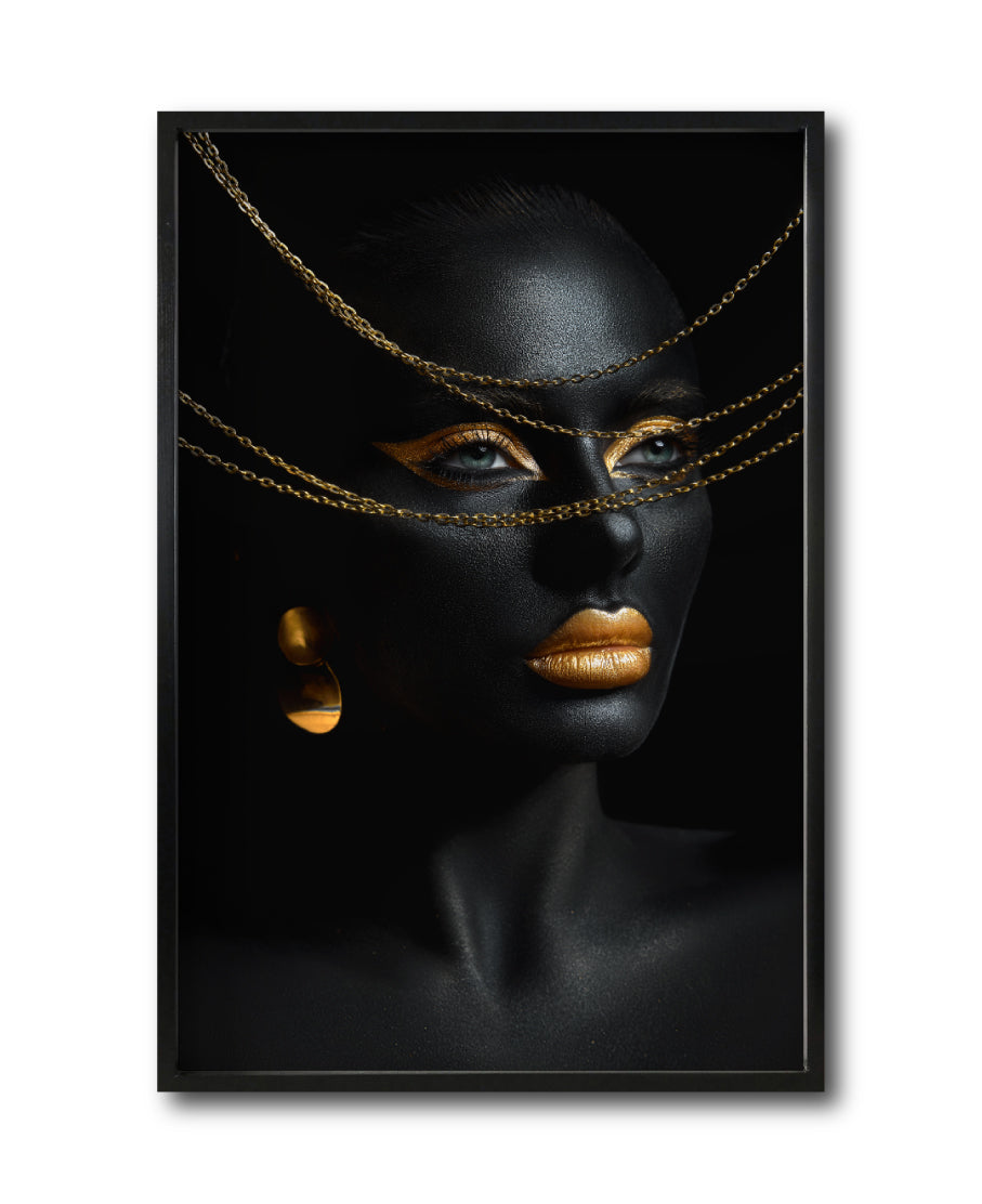 Cuadro Decorativo Black Woman 043 - Mujer Negra Africana con Joyas Doradas