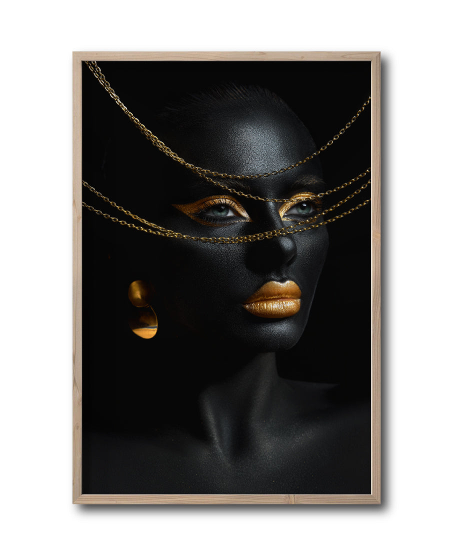 Cuadro Decorativo Black Woman 043 - Mujer Negra Africana con Joyas Doradas