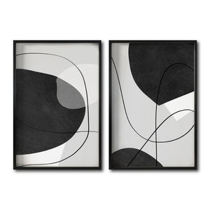 Set Cuadros Decorativos Abstracto Negro Arena 043 - Para Recámara