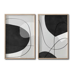 Cargar imagen en el visor de la galería, Set Cuadros Decorativos Abstracto Negro Arena 043 - Arte Geométrico Lineal en Gris y Negro estilo Boho Minimalista- Para Sala
