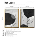 Cargar imagen en el visor de la galería, Set 2 Cuadros Decorativos Abstracto Negro Arena 043 - Arte Geométrico Lineal en Gris y Negro estilo Boho Minimalista
