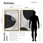 Cargar imagen en el visor de la galería, Set 2 Cuadros Decorativos Abstracto Negro Arena 043 - Arte Geométrico Lineal en Gris y Negro estilo Boho Minimalista
