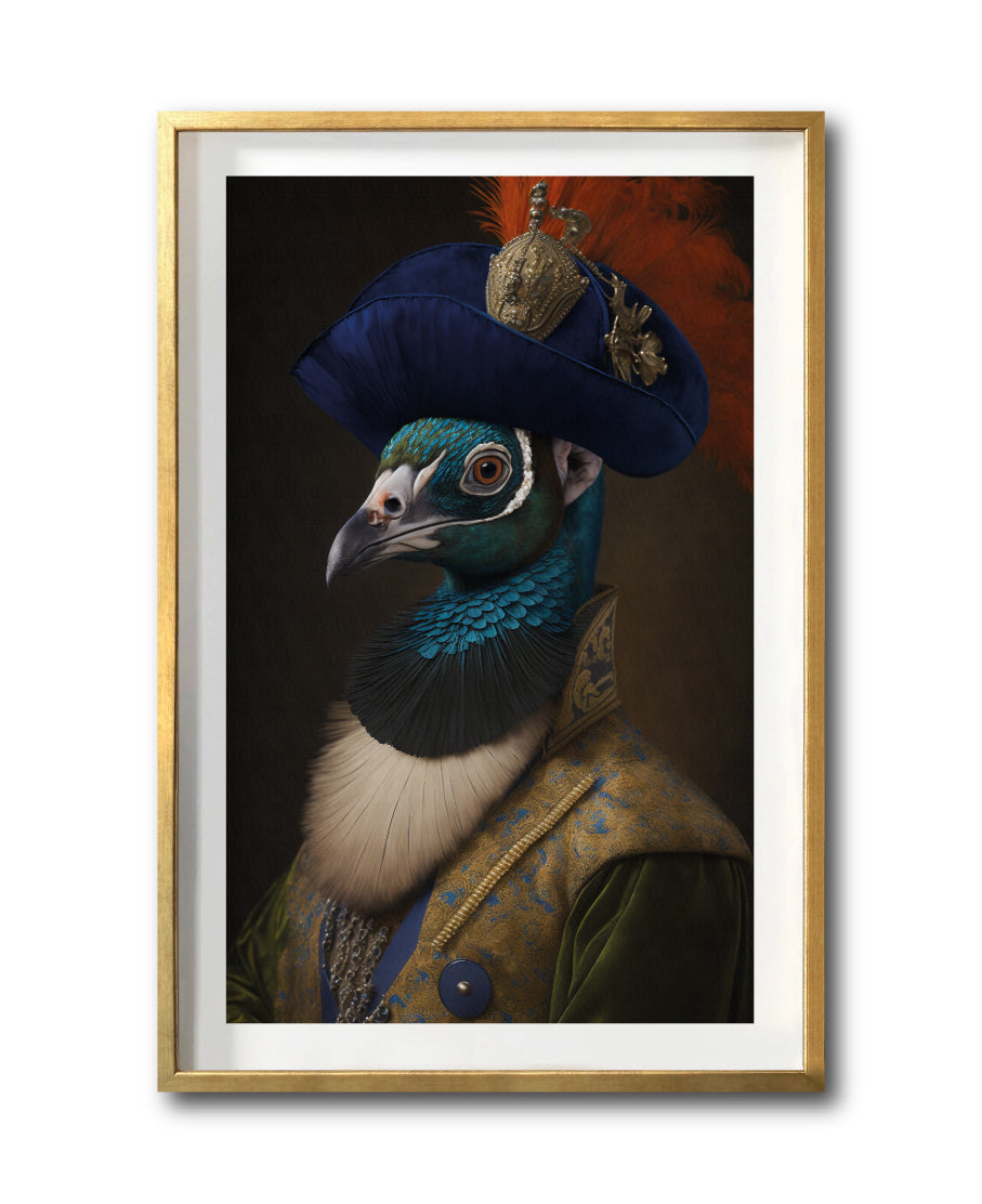 Cuadro Decorativo Animales Época 044 - Caballero Pavo Real Aristócrata