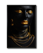 Cargar imagen en el visor de la galería, Cuadro Decorativo Black Woman 044 - Mujer Negra Africana con Joyas Doradas
