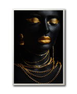 Cargar imagen en el visor de la galería, Cuadro Decorativo Black Woman 044 - Mujer Negra Africana con Joyas Doradas
