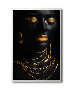 Cuadro Decorativo Black Woman 044 - Mujer Negra Africana con Joyas Doradas