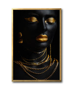 Cargar imagen en el visor de la galería, Cuadro Decorativo Black Woman 044 - Mujer Negra Africana con Joyas Doradas
