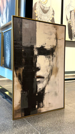 Cargar imagen en el visor de la galería, Cuadro Decorativo Abstracto Negro Arena 2-205 Rostro Estilo Nordico Cara Moderna en Tonos Neutros
