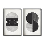 Cargar imagen en el visor de la galería, Set 2 Cuadros Decorativos Abstracto Negro Arena 044 - Arte Geométrico Círculos en Negro
