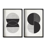 Cargar imagen en el visor de la galería, Set Cuadros Decorativos Abstracto Negro Arena 044 - Arte Geométrico Círculos en Negro - Para Sala
