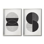 Cargar imagen en el visor de la galería, Set 2 Cuadros Decorativos Abstracto Negro Arena 044 - Arte Geométrico Círculos en Negro
