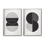 Cargar imagen en el visor de la galería, Set Cuadros Decorativos Abstracto Negro Arena 044 - Arte Geométrico Círculos en Negro - Para Sala
