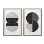 Cargar imagen en el visor de la galería, Set 2 Cuadros Decorativos Abstracto Negro Arena 044 - Arte Geométrico Círculos en Negro
