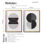 Cargar imagen en el visor de la galería, Set 2 Cuadros Decorativos Abstracto Negro Arena 044 - Arte Geométrico Círculos en Negro
