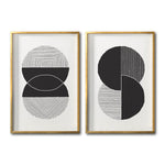 Cargar imagen en el visor de la galería, Set Cuadros Decorativos Abstracto Negro Arena 044 - Arte Geométrico Círculos en Negro - Para Sala
