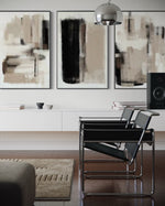 Cargar imagen en el visor de la galería, Set Cuadros Decorativos Abstracto Negro Arena 2 - 204 - Triptico Moderno Arte Minimalista estilo Nordico Boho en Tonos Neutros
