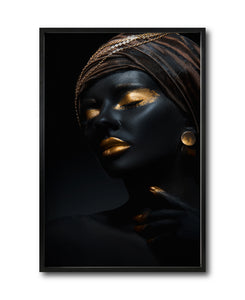 Cuadro Decorativo Black Woman 045 - Mujer Negra Africana con Joyas Doradas