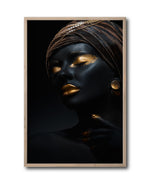 Cargar imagen en el visor de la galería, Cuadro Decorativo Black Woman 045 - Mujer Negra Africana con Joyas Doradas
