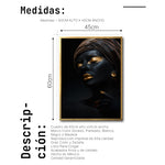 Cargar imagen en el visor de la galería, Cuadro Decorativo Black Woman 045 - Mujer Negra Africana con Joyas Doradas
