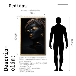 Cuadro Decorativo Black Woman 045 - Mujer Negra Africana con Joyas Doradas